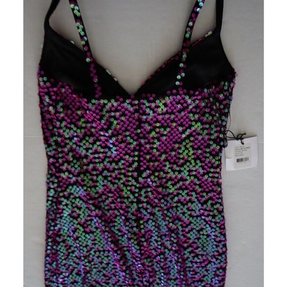 SHO x Tadashi Shoji Sz XS Hot Pink Spaghetti Strap Midi Sheath Party Dress - Picture 15 of 16